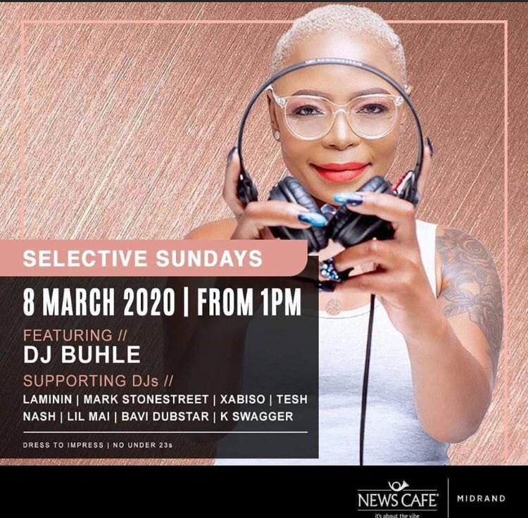 Ink_AndMusic's tweet photo. GIG GUIDE
Catch @DJ_Buhle out at @RockerFellaSow2 this Friday 6.03.2020 for the 1st installment of #SODNights
Sunday 8.03.2020
#NewsCafeMidrand #SelectiveSundays at 17:00
Bookings : Djbuhle@gmail.com
#DJBuhle #SpexOnDex #HouseOfStrauss #WintersCall ๐ฅ๐ฅถ๐ https://t.co/tI0Fud7P7t