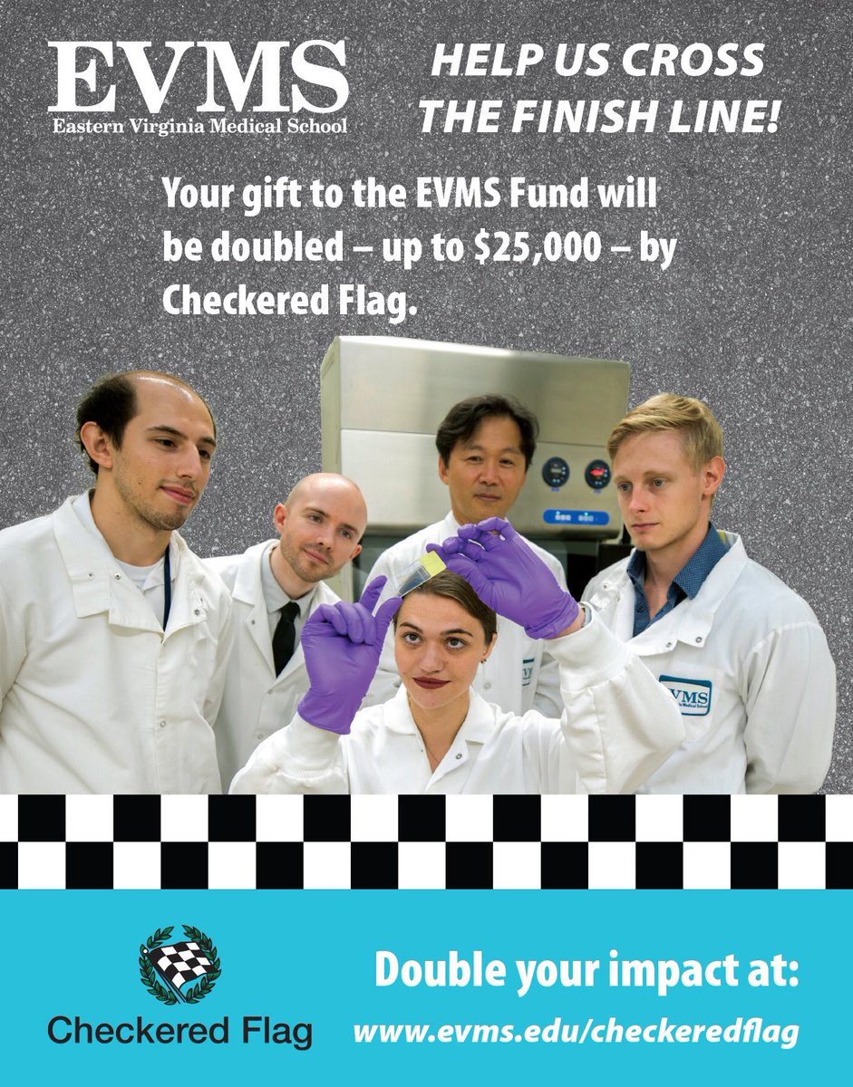 From research focused on cancer, diabetes and chronic disabilities of aging to scholarship support – your gift to EVMS can be more than impactful, it can be life changing. For every donation made to the EVMS Fund in the month of March, Checkered Flag will match it – up to $25,000