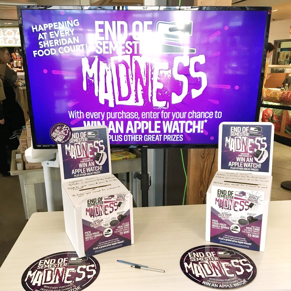 ✨It is the first week of our End of the Semester promo, and our ballot boxes are overflowing! Make a purchase from the Food Court, write your name and number on the receipt and place it in the purple ballot box for a chance to win!
<a href="/sheridancollege/">sheridancollege</a> #weeklyprizes