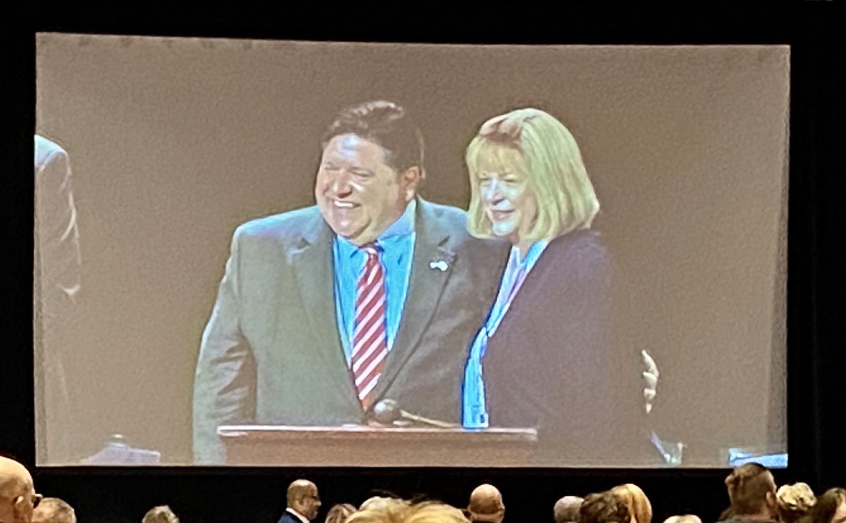 D112Teachers's tweet photo. Surprise visit from JB Pritzker here at the IEA RA! So impressed by how much positive change to education he has accomplished since he took office! @D112Teachers #ieanea #strongerunited #IEARA2020 https://t.co/UAamIPpRRX