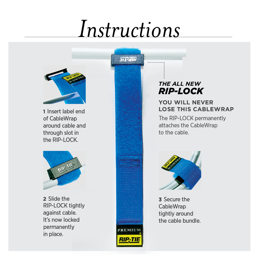 RipTie30's tweet photo. Our most popular product, The Patented  Rip-Lock attaches to the cable, the other end has a pull-tab for one handed quick release. Durable and tested up to 10,000 releases. #cablemanagement #Construction #ITsolution #messycable #RFID https://t.co/sXuGa9ImRy