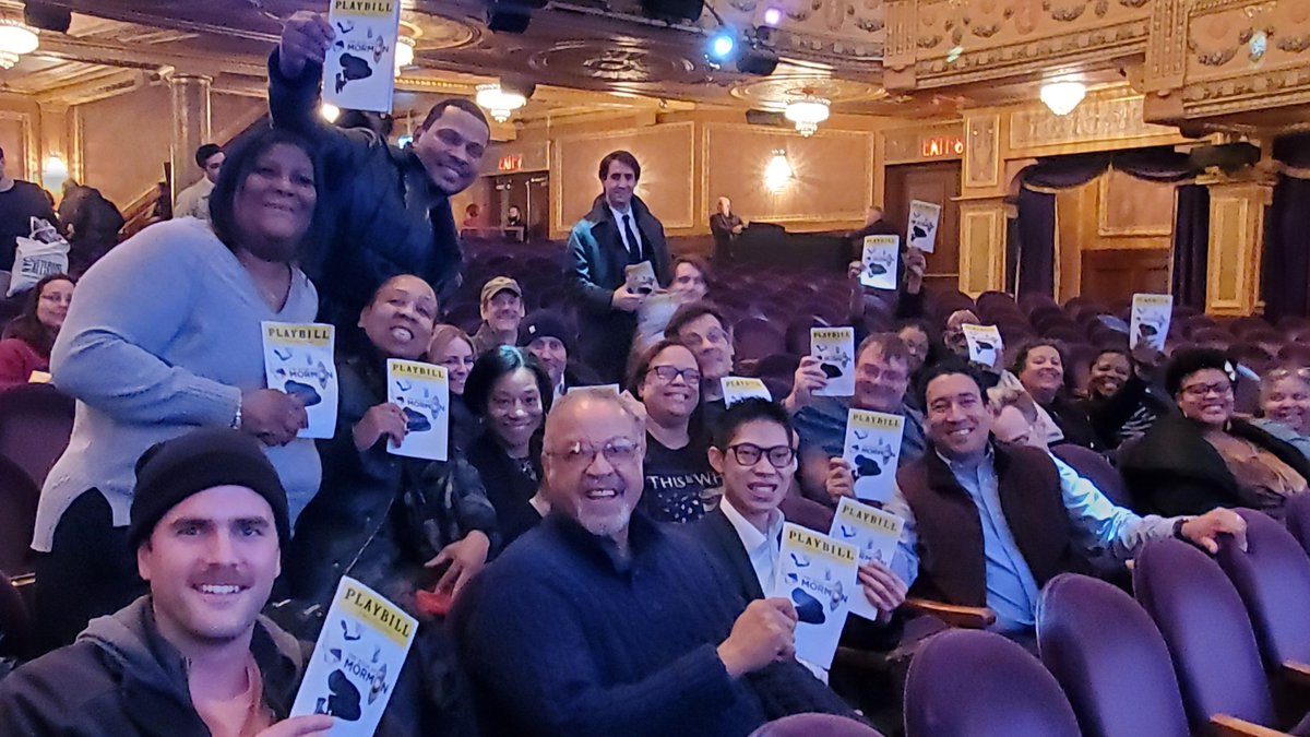 TDFNYC's tweet photo. HELLO! Thank you @BookofMormon, @NYCSpeakerCoJo and @ChaimDeutsch for bringing the laughs to all the @TDFNYC #Veterans last night and for the super engaging talkback. Never turn it off! #TDFVets  https://t.co/6YzKhiymLr https://t.co/JOsNSWsAHD