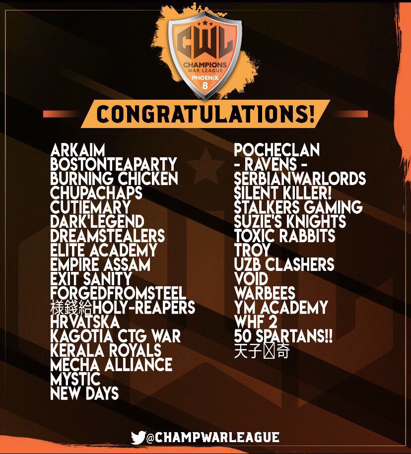 Me and the leadership group at SK are very excited to announce our participation in CWL Phoenix and CWL Elite 15. A big thank you to SoulReapers for helping make all of this possible ! Congratulations to all accepted clans! Let’s make this season the best yet!