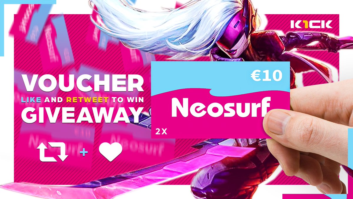We have a little surprise for you! 🎁 A chance to win two #Neosurf 10€ Vouchers for you and your friend! 

What do you need to do?

✅ Follow <a href="/k1ckesports/">K1CK</a> &amp; <a href="/NeosurfEsports/">.</a> 
❤️ Like &amp; Retweet
👨‍👧‍👦 Tag your friend!

It's time to treat yourself with some RP! 🤗
Good luck!