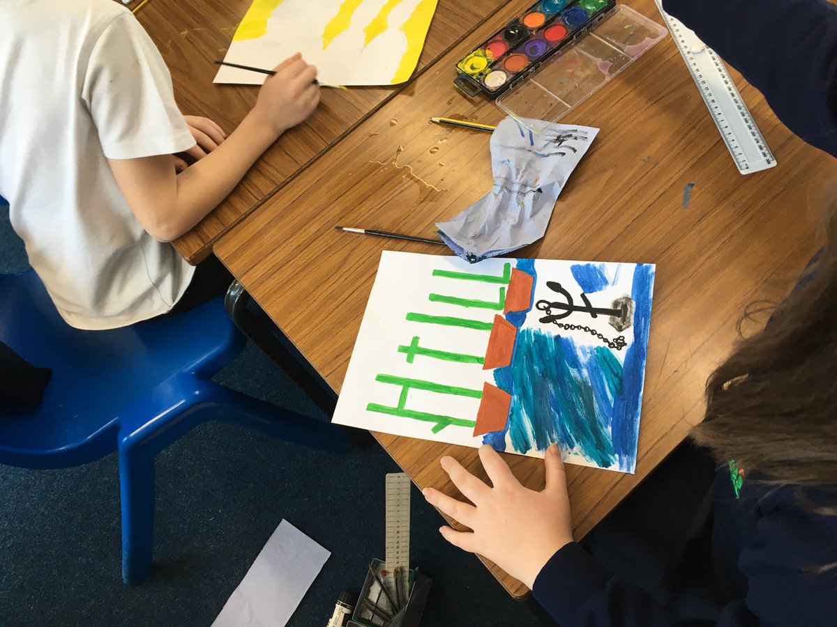 SpringCottagePS's tweet photo. #SpringCottage5T created murals based on the Hull Fishing Industry yesterday. They had some fantastic ideas! #springcottageart https://t.co/lUyPS4zZrh