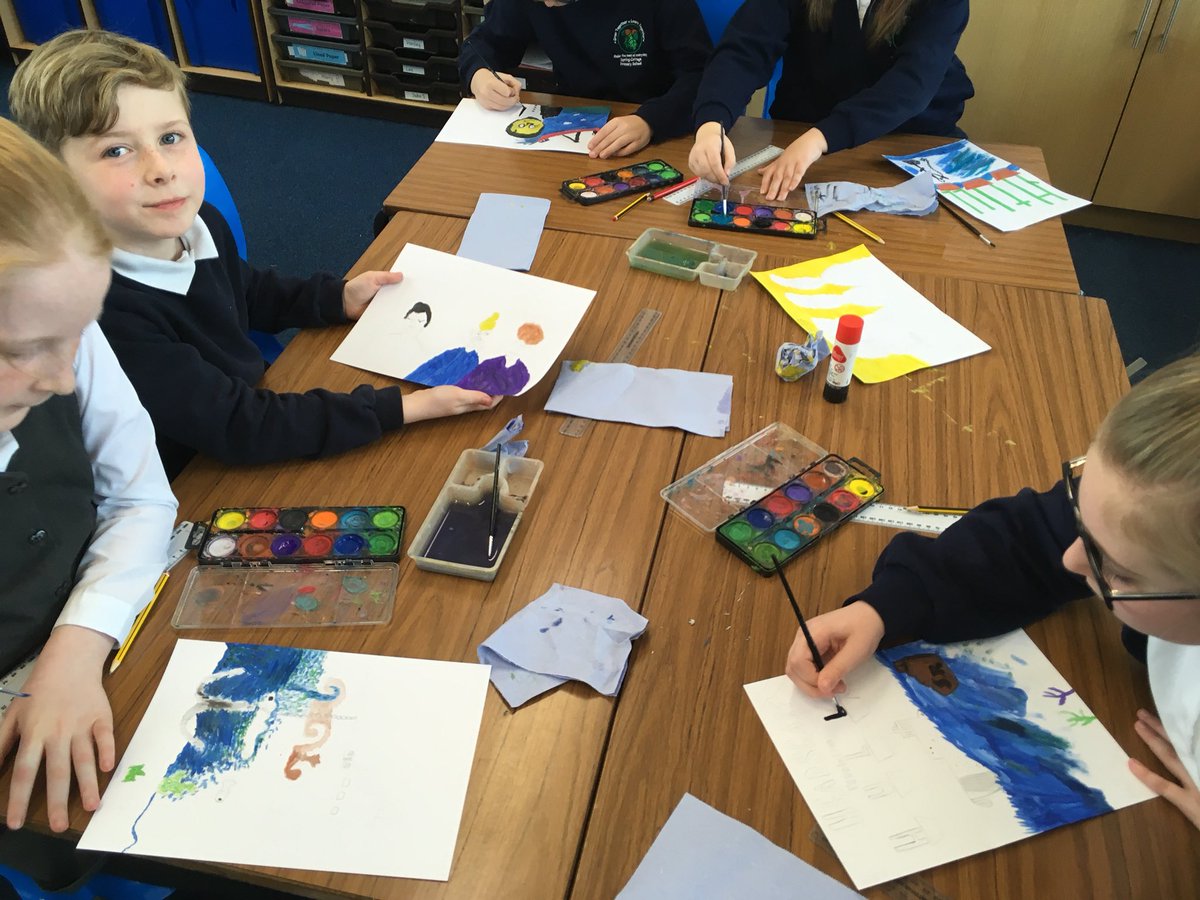 SpringCottagePS's tweet photo. #SpringCottage5T created murals based on the Hull Fishing Industry yesterday. They had some fantastic ideas! #springcottageart https://t.co/lUyPS4zZrh