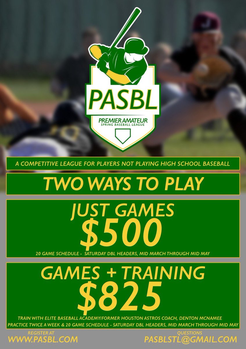 PASBLstl's tweet photo. @FZE_Baseball Would welcome any guys looking for a home this spring to our league. https://t.co/ZZ7GV3mt5J