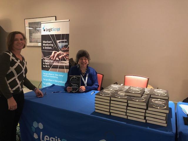 MacMemberOrg's tweet photo. Keynote Speaker Dr. Louise Shelley signed copies of her book: "Dark Commerce". Pictured with Dr. Shelley is Dr. Heather Mark, MAC Board Member. Special thanks to @legitscript for buying the books to give attendees. #MACLevelUp https://t.co/MsBaMAJvJP