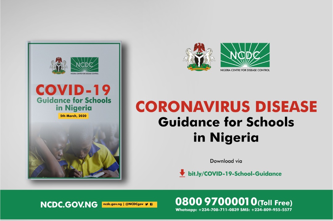 NCDCgov's tweet photo. 📢#COVID19Nigeria UPDATE 📢

COVID-19 GUIDANCE FOR SCHOOLS IN NIGERIA

The Nigeria Centre for Disease Control has published new guidance for #COVID19 prevention in schools and educational settings

Read! Download!! Share!!!

Access via:
https://t.co/U74wcn8Io3 https://t.co/C9vsHEtm4z