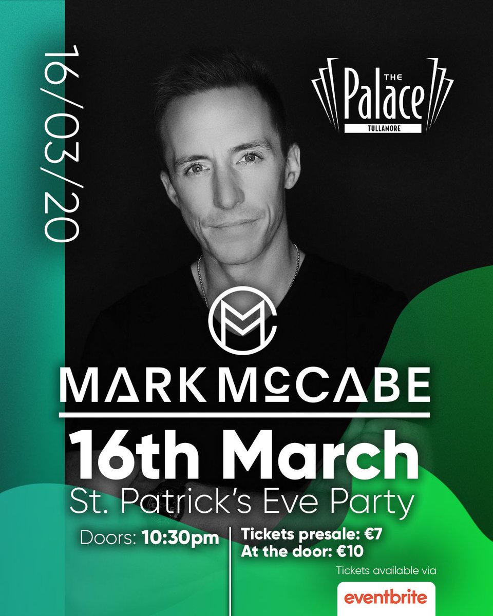 Mark McCabe will be joining us this St. Patrick's Eve! 😎  This will not be a night to be missed so to avoid dissapointment and save some money grab early bird tickets here: buff.ly/2VJnNc3