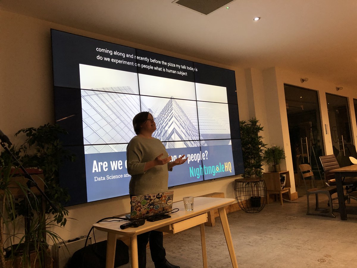 ai_wales's tweet photo. Underway at our March meetup. Hereโs @TheStephLocke talking about ethics in data science. #aiwales #ai #wales #cardiff #ethics #tramshedtech https://t.co/uAP4GPJAwC