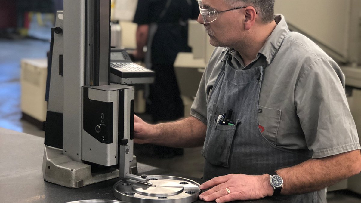TrinityPSol's tweet image. Quality is everything at TPS! We’re checking the flatness of these 8” turned parts before they are packaged up and sent out.  
#quality #machining #manufacturing #cnc