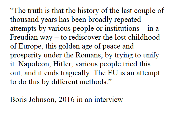 2016. How else does Boris Johnson expect to stir up pro-Leave feeling? By likening the EU to Napoleon and Hitler. With a little reference to Freud thrown in.  http://archive.is/X0vvi 