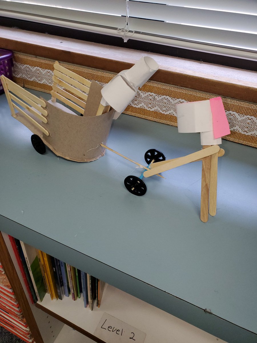 Sdaniel31's tweet photo. After completing a unit on Ancient Civilizations, my students completed a STEM challenge. They designed and created chariots. So much fun! #CastleSteam https://t.co/p2xgb6616o
