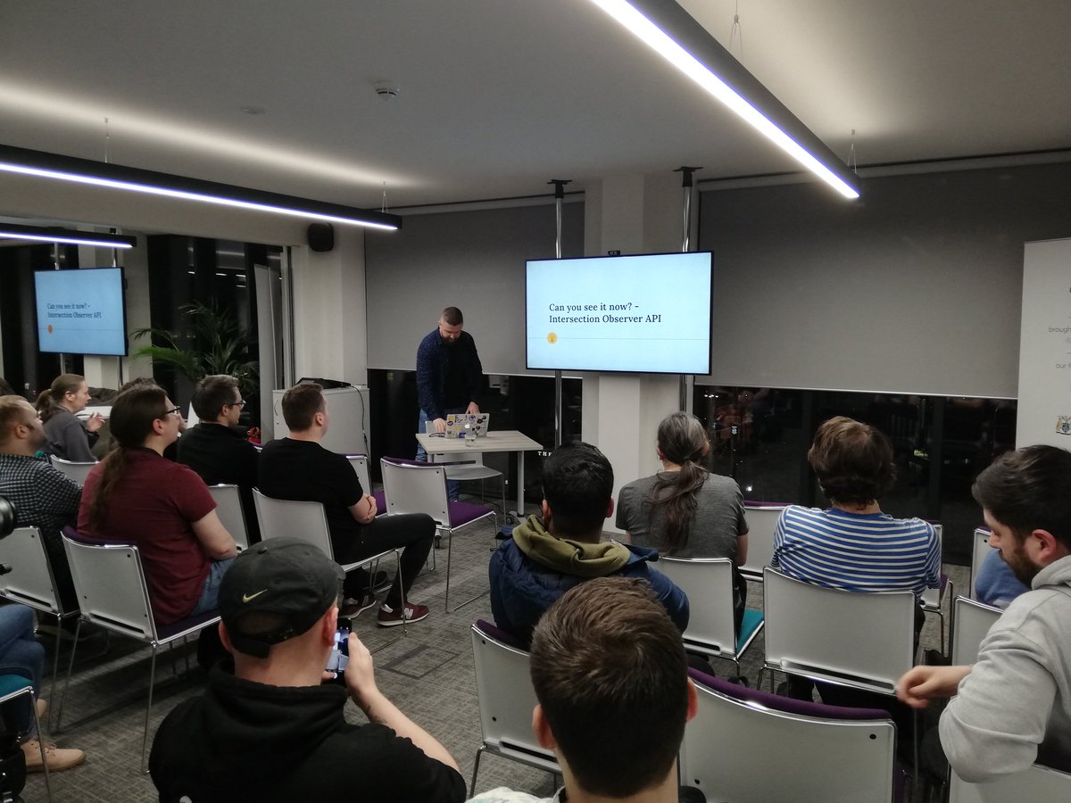 Thank you Maciek! Talking about intersection observer API! 
Great turn out here at @cospacenorthHQ