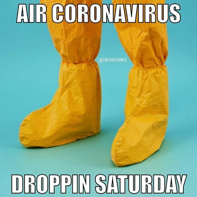 SneakerBinge's tweet photo. Air Coronavirus dropping this Saturday at select retailers. Retail is $160 and predicted resell value at $400+ https://t.co/GgssgQvf5X https://t.co/8BJdXnIB7D