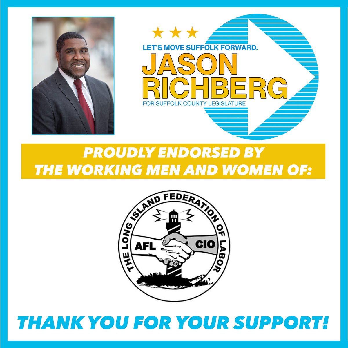 Proud to have the endorsement of the Long Island Federation of Labor, AFL-CIO.