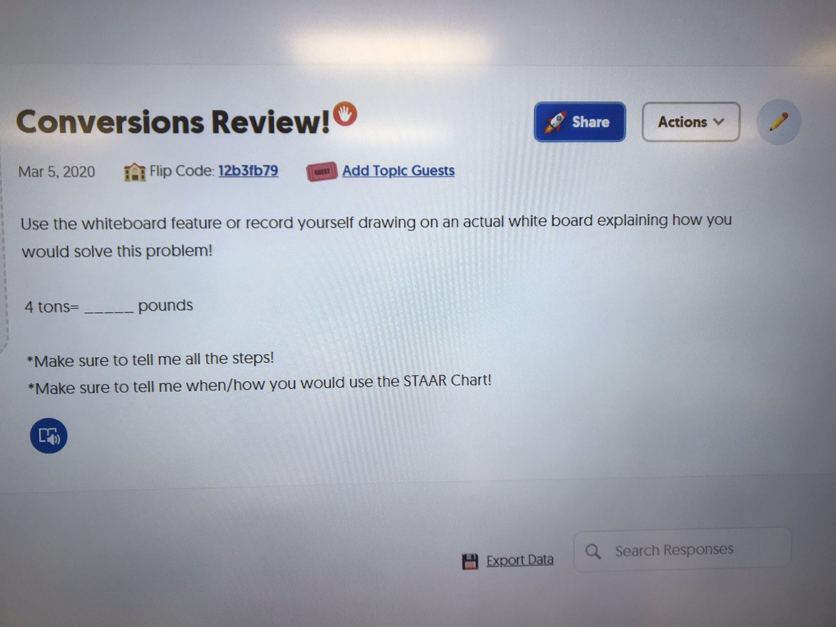 Using fliphunt to review all we know about conversions! Students got to choose how they wanted to record themselves solving the problem! #risdmvps #RobinsonISD <a href="/RISgreatness/">RISD Intermediate</a>