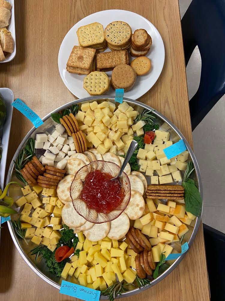 KprincipalP's tweet photo. The platters prepared by the Foods 30’s were delicious!!! They didn’t last long in the staff room. #gopkblues https://t.co/iQGBPtcFQr