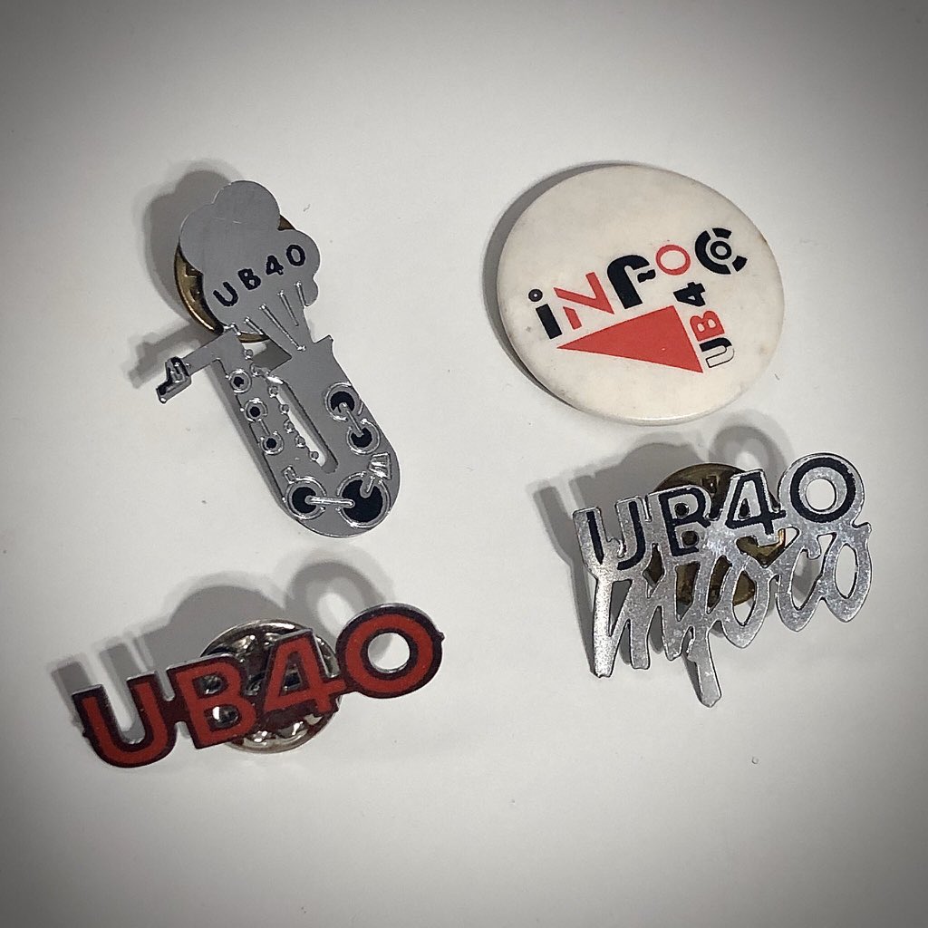 UB40OFFICIAL's tweet photo. Some old school UB40 pin badges for throwback Thursday! Share with us any old UB40 items you have #ub40 #throwback #tbt #music #reggae #pinbadges #badges #infoco https://t.co/BzbaeNJM3H