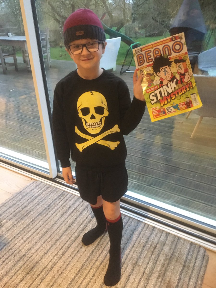 #worldbookday joy as Danny from <a href="/BeanoOfficial/">Beano</a> - last year he had real sausages as gnasher but they all got eaten !