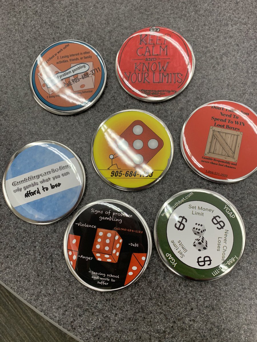 Kristindanielle's tweet photo. Grade 12 College English students completed their Youth Engagement Project on Youth Gambling #awesome #buttons #promotingawareness #medialiteracy #psa #ygap @spartannation_  💚👍🏼🎲 https://t.co/ekKWncwoF3