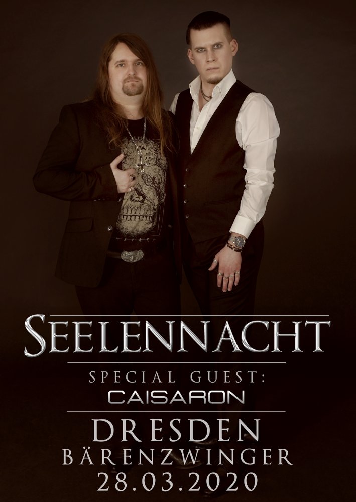 Unser nächstes Konzert?
Dresden am 28.03.2020 im "Studentenclub Bärenzwinger"!
"Caisaron" wird uns hierbei unterstützen. Sichert euch jetzt eure Tickets auf Eventim! Freuen uns :)
Ticket-VVK: eventim-light.com/de/a/59edd0145…
Weitere Infos: seelennacht.de/konzerte/
