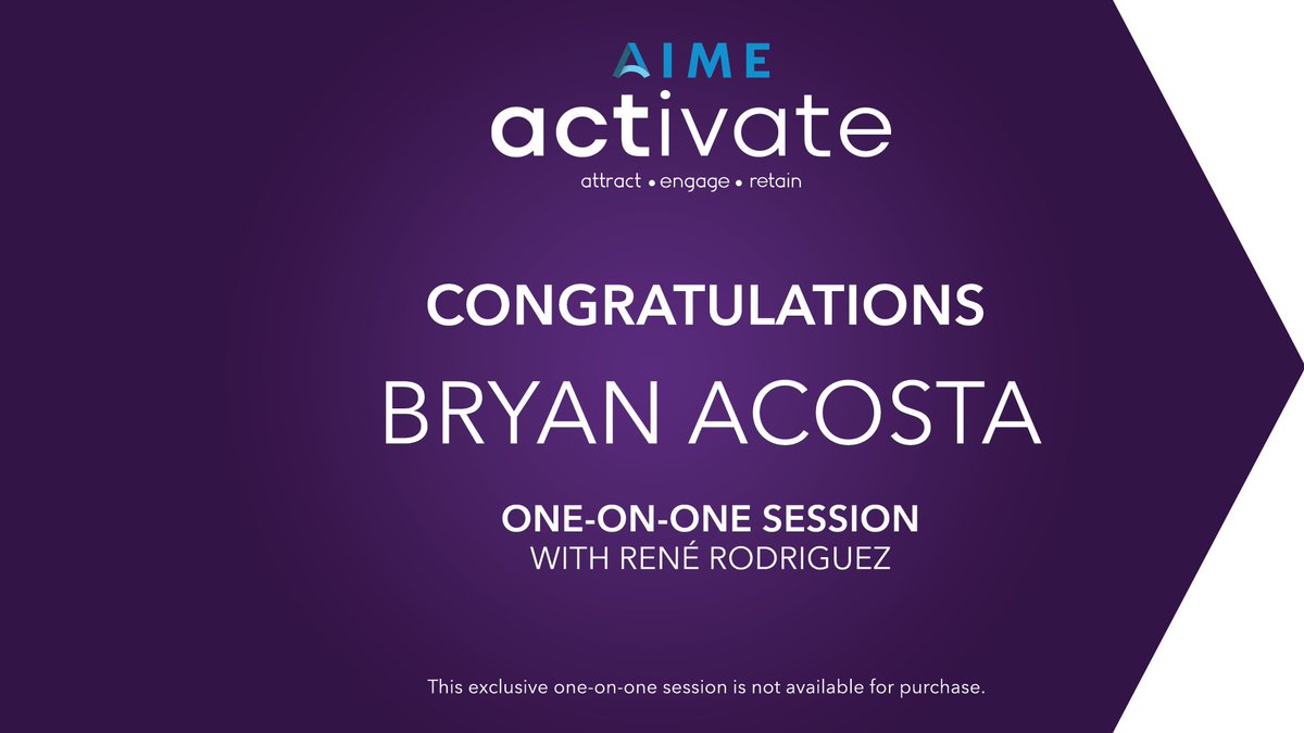 AIMEnational's tweet photo. 🌟 Congratulations 🌟 
Bryan Acosta is the winner of our AIME Activate @SeeReneSpeak Session #Giveaway! As our winner, you receive a 1-hour one-on-one video Zoom session with #AIMEActivate's keynote speaker, René Rodriguez. https://t.co/QGKQx6BNPi