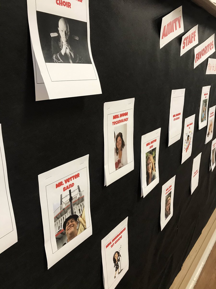 March is Music In Our Schools Month! Check out some Amity staff favorites on the bulletin board next to the music room! #MIOSM #NAfME