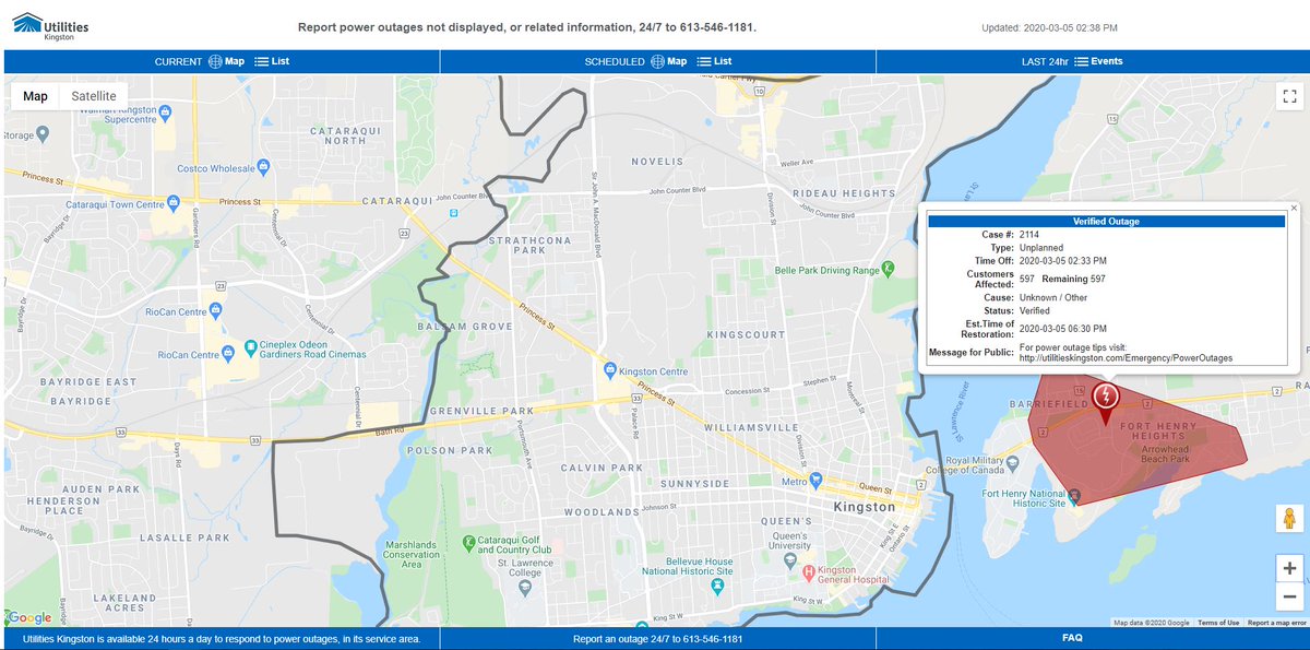 Utilities Kingston On Twitter We Are Responding To An Unplanned Power Outage In The East End Of Ygk Impacting Approximately 600 Customers In The Fort Henry Heights Area The Current Etr Is [ 595 x 1200 Pixel ]