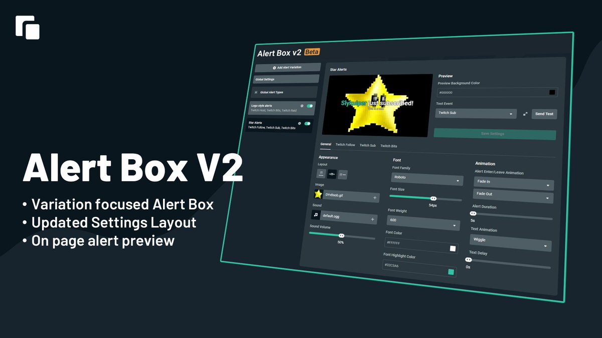 streamlabs's tweet image. Our new Alert Box is getting some MAJOR improvements! 

⚠️Variation focused Alert Box
⚙️Updated settings layout
📢On page alert preview

We&apos;ve got the tutorial ready so you can jump right in! 

Check it out 👇
youtu.be/25MFkjHeM5Q
