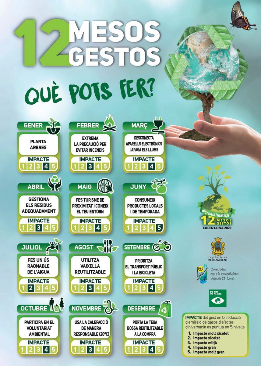 🌎 L'Ajuntament de #Cocentaina recorda que està en marxa la campanya '12 mesos, 12 gestos'. Al març tenim oportunitat desconnectar els aparells electrònics i apagar els llums