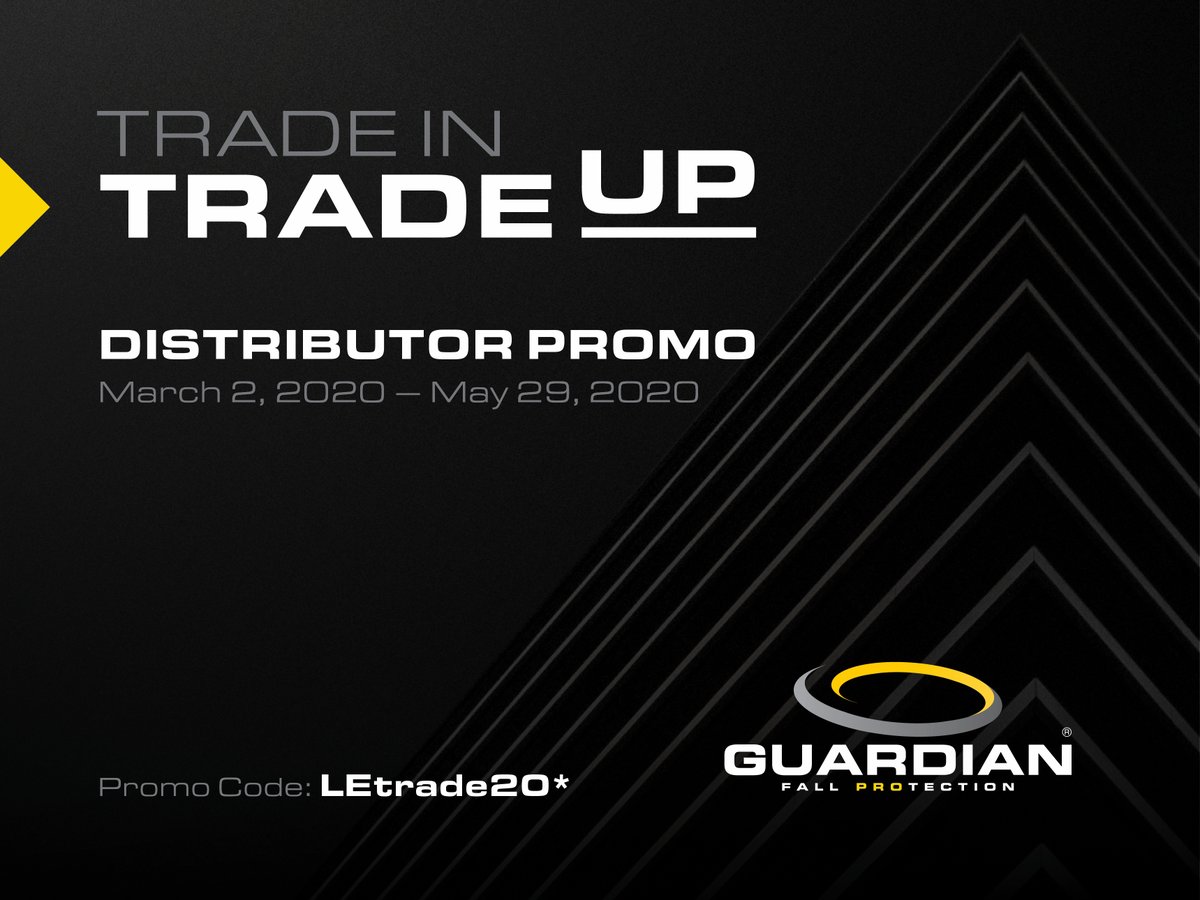 GuardianFall's tweet photo. PROMO ALERT! From now until May 29, select #GuardianFallProtection products qualify for a trade in to trade up. Call your local distributor with the #promo code today! https://t.co/iJ7BAeVocW