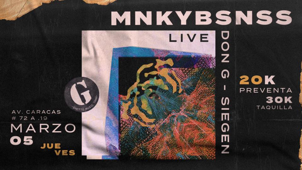 culturapurpura's tweet photo. ¡#GhettoMusicTank presenta: MNKYBSNSS! 🎤
La tarima de Kaputt Club (Avenida Caracas #72A - 19) se abre para presentar a los @MNKYBSNSSBAND hoy y, con ellos, @Godriguez y @siegen. 10:00 p.m. $30.000 en taquilla. 💜 https://t.co/m0FxNaZTnZ