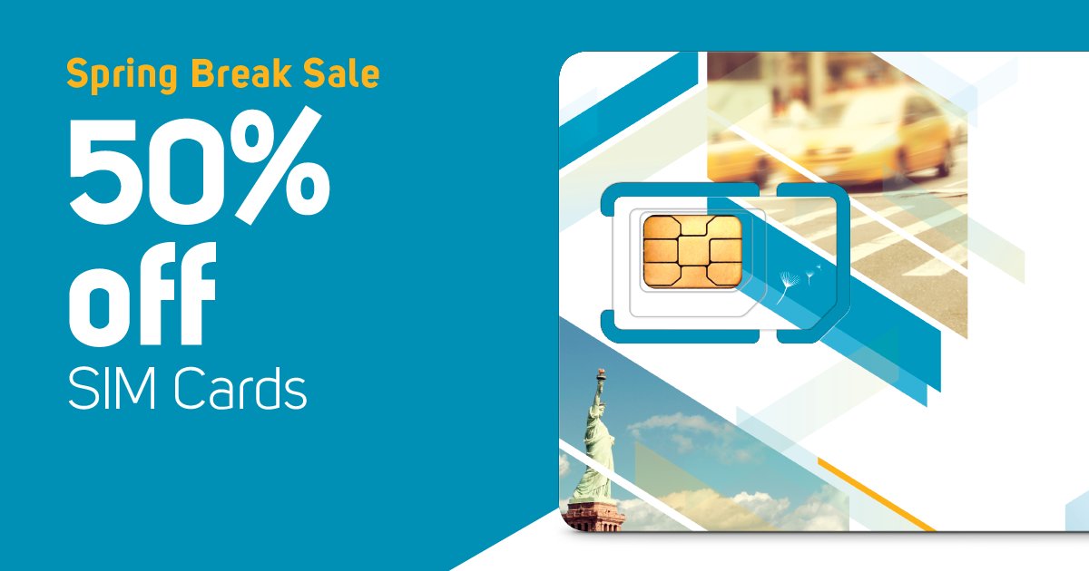 Get 50% off SIM cards for unlimited talk, text, and data in the USA. 
Grab a SIM for your next trip now, shipping is free! bit.ly/2w4sdPR