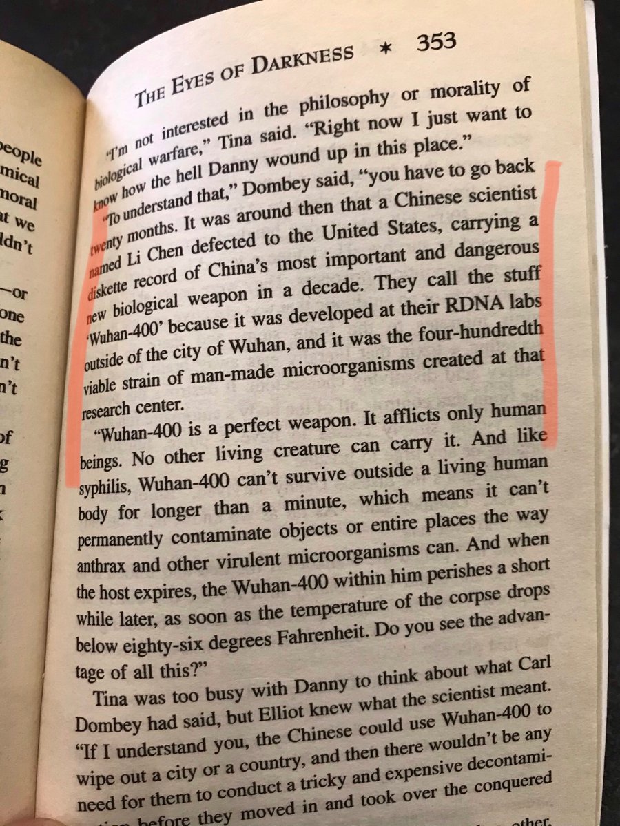 Strange that we are getting inquiries for a book published in 1981 that eerily mirrors what is going on today. 
#eyesofdarkness #deankoontz #artimitateslife