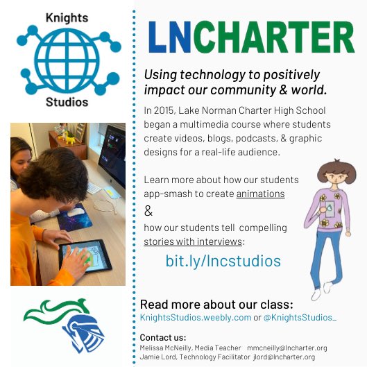 lncknightstudio's tweet photo. If you missed us at the Student Showcase, here's our handout about making animations &amp; service videos with your students! #NCTIES2020 #LNCPride https://t.co/gZlkCqifOb https://t.co/15yHKmcDCl