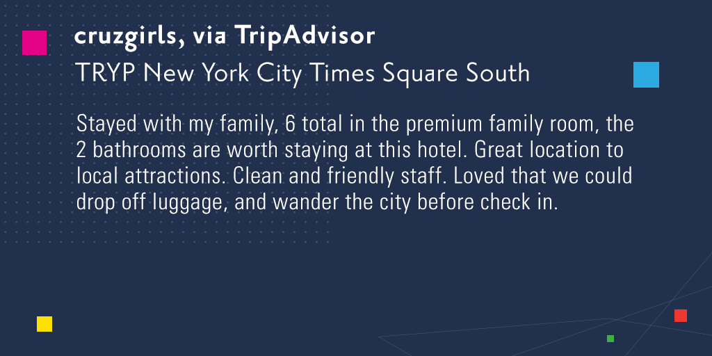 Review by @ Jcruzgirls, via TripAdvisor #MyTRYP #PoweredByTheCity