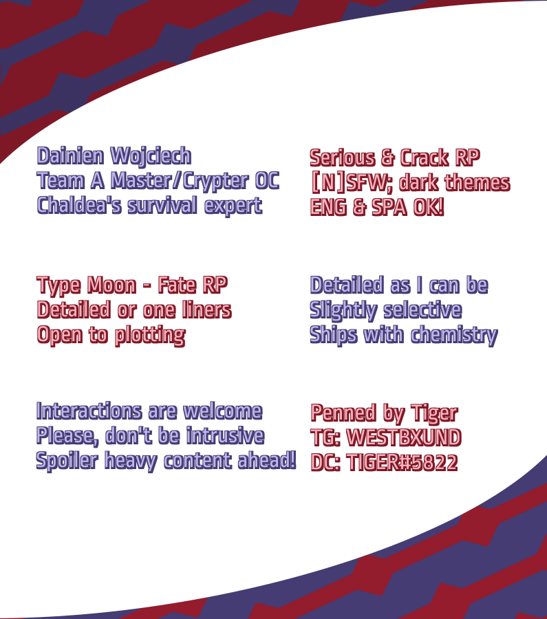 ❝Underneath it all, we're just savages.
  Hidden behind shirts, ties and marriages.❞

— #FateRP || #MVRP. 
— Penned by #Tɪɢᴇʀ. 
— I do edits and story translations, ask away!
— RT's are appreciated.