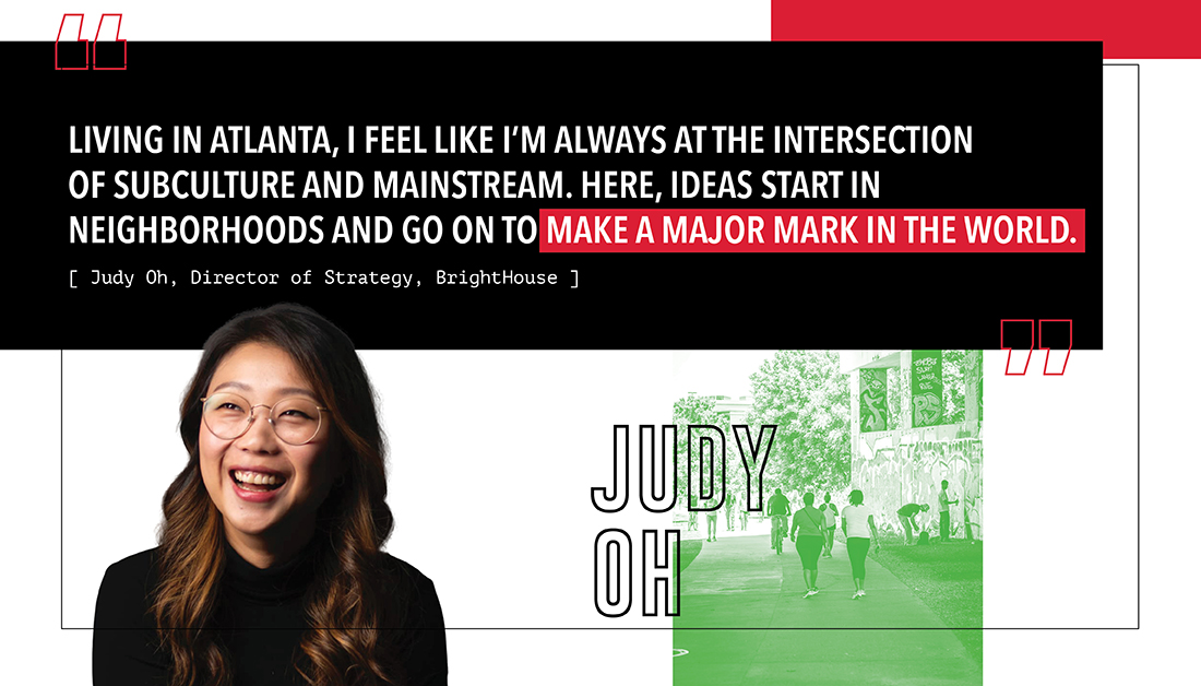 chooseATL's tweet photo. For #AtlantaMade in March, we want to recognize amazing women making their mark in Atlanta like @hellojudyoh. 👭 Judy is the Director of Strategy for @BrightHouse, which is a global creative consultancy that works to help companies uncover their purpose. 🌟 #WomensHistoryMonth https://t.co/TMNuJEVkri