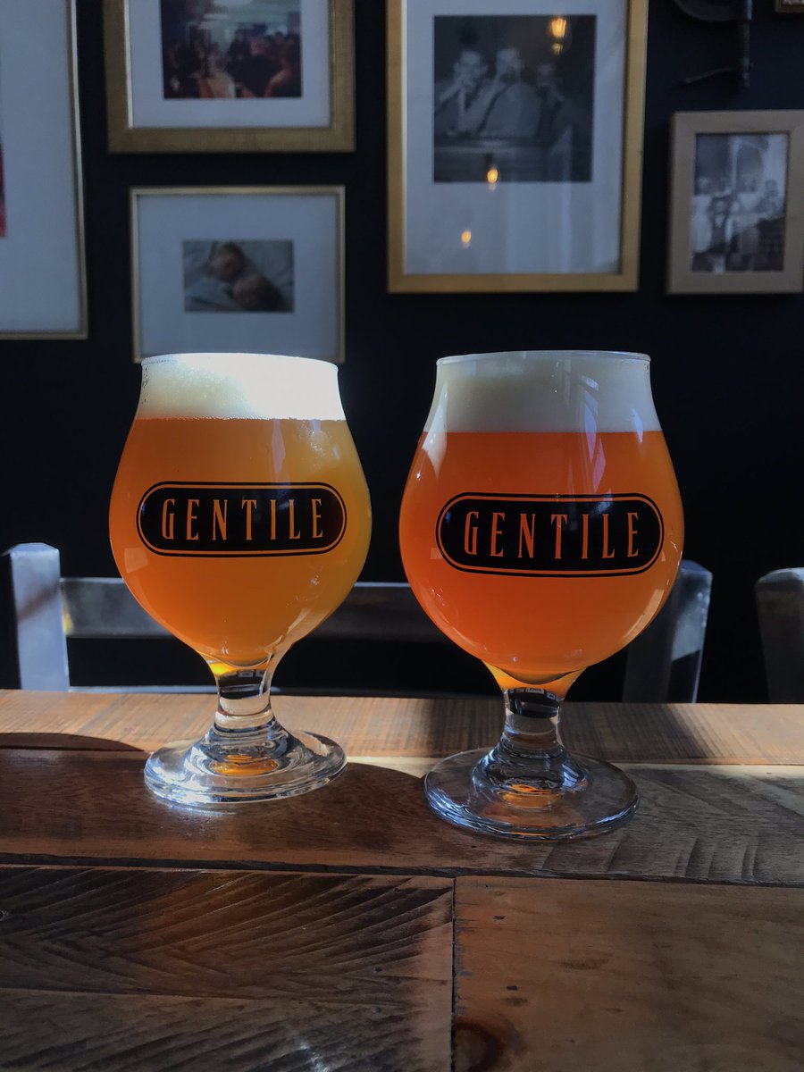 GentileBrewing's tweet photo. Alert!!! Double beer release today! Left, our semi-annual Double IPA with Cascade and Centennial hops. Right, an APA with Simcoe and Mosaic. Both served in these brandy new snifters. Can’t wait to celebrate! Doors at 4pm. Run ABV at 6:30pm. Fun till 10pm. #cheerstofouryears https://t.co/a8uDDImMRv