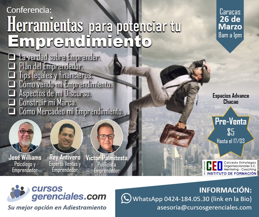 victorpalmitest's tweet image. Conferencia... Herramientas para Potenciar tu Emprendimiento.
Jueves 26 de Marzo, de 8am a 1pm Espacios Advance, Chacao.
Preventa $5 hasta el 17/03
Información por el WHATSAPP 04241840530

#emprender #emprendedor #emprenderenvenezuela #conferencia
