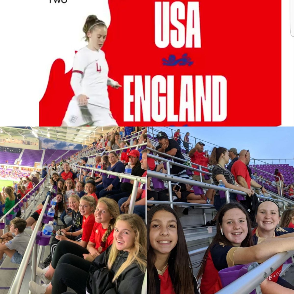This evening our <a href="/essafc1/">@essafc</a> girls represent and enjoy live game <a href="/USWNT/">U.S. Women's National Soccer Team</a> v <a href="/Lionesses/">Lionesses</a>  <a href="/ORLPride/">Orlando Pride</a> for #SheBelievesCup 
USA 🇺🇸 v England 🏴󠁧󠁢󠁥󠁮󠁧󠁿