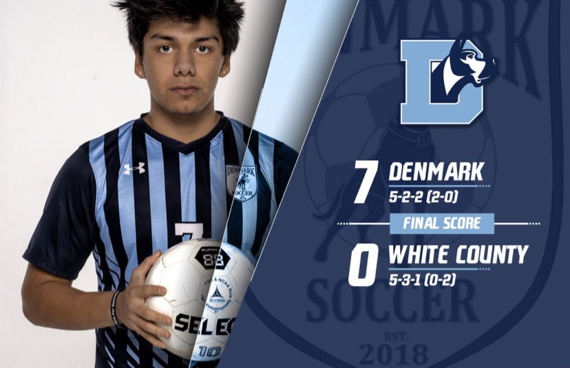DenmarkHSSoccer's tweet photo. Another Blade Power hat trick leads the Danes to a resounding victory at home to push our region record to 2-0 on the year! Jonathan Kobby had 2 goals on the night along with the 1st Varsity goals for Curry Coronado and Juan Ramirez! #family #consistent https://t.co/E9oLWwtrEW