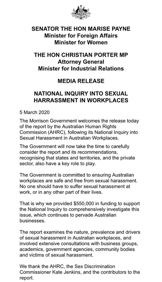 @MamaTealRose @slpng_giants_oz @nobby15 @MarisePayne @ScottMorrisonMP @JulieCollinsMP @AlboMP James #McGrath 's #bullying must be addressed. It exceeds political cut and thrust and models violence toward women.
I call on Marise Payne with the PM to direct him to a program Commr Jenkins @Kate_Jenkins_ recommends. 
#LNP #WorkplaceRespect #Misogyny 
msn.com/en-au/video/sp…