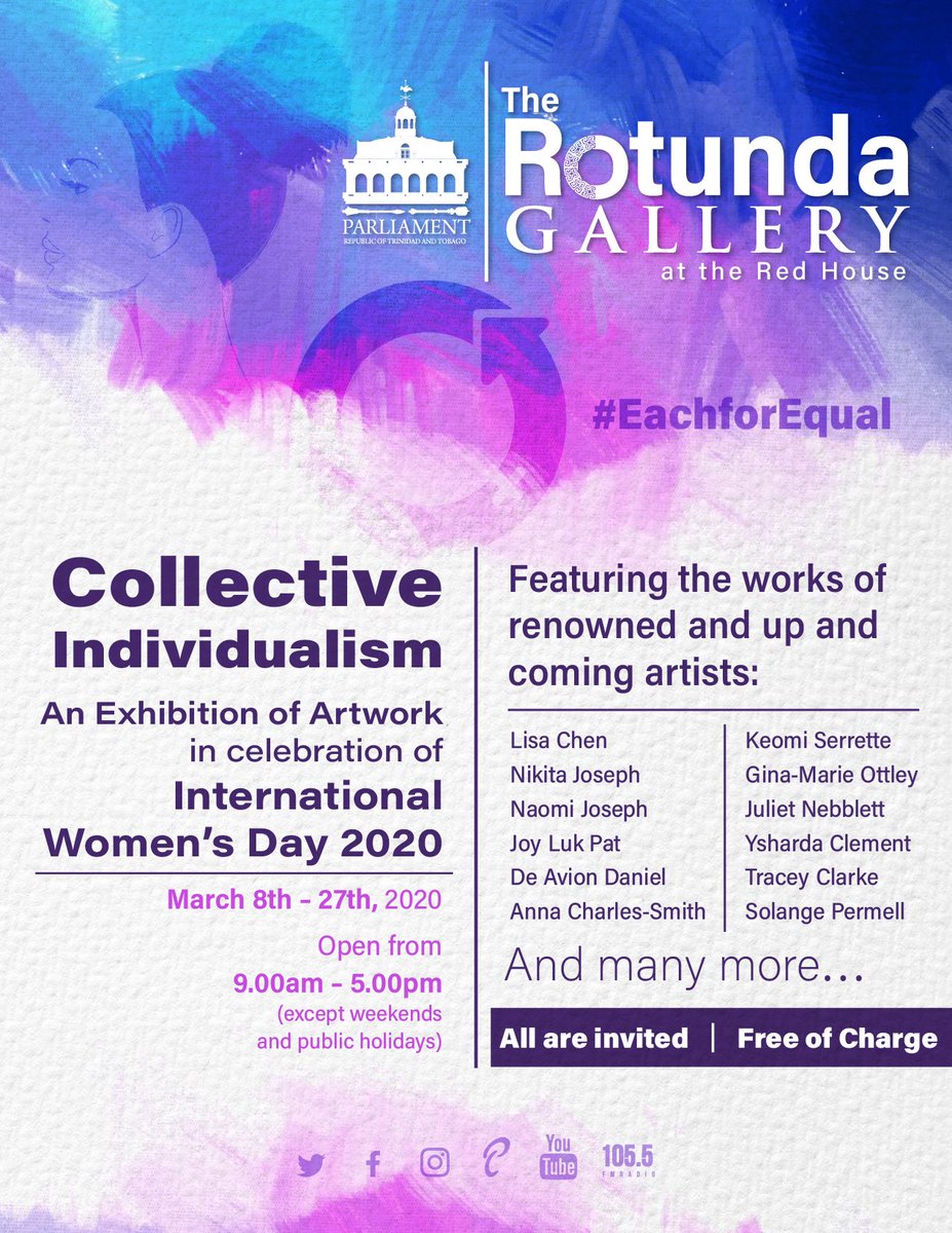 solangeiscool's tweet photo. Go support your girl and the many other featured artists 😭❤️#ttparliament #RedHouse #RotundaGallery #EachForEqual #RotundaGalleryEachForEqual #IWD2020 #RotundaGalleryIWD2020; #InternationalWomensDay https://t.co/FZ1nskJLED