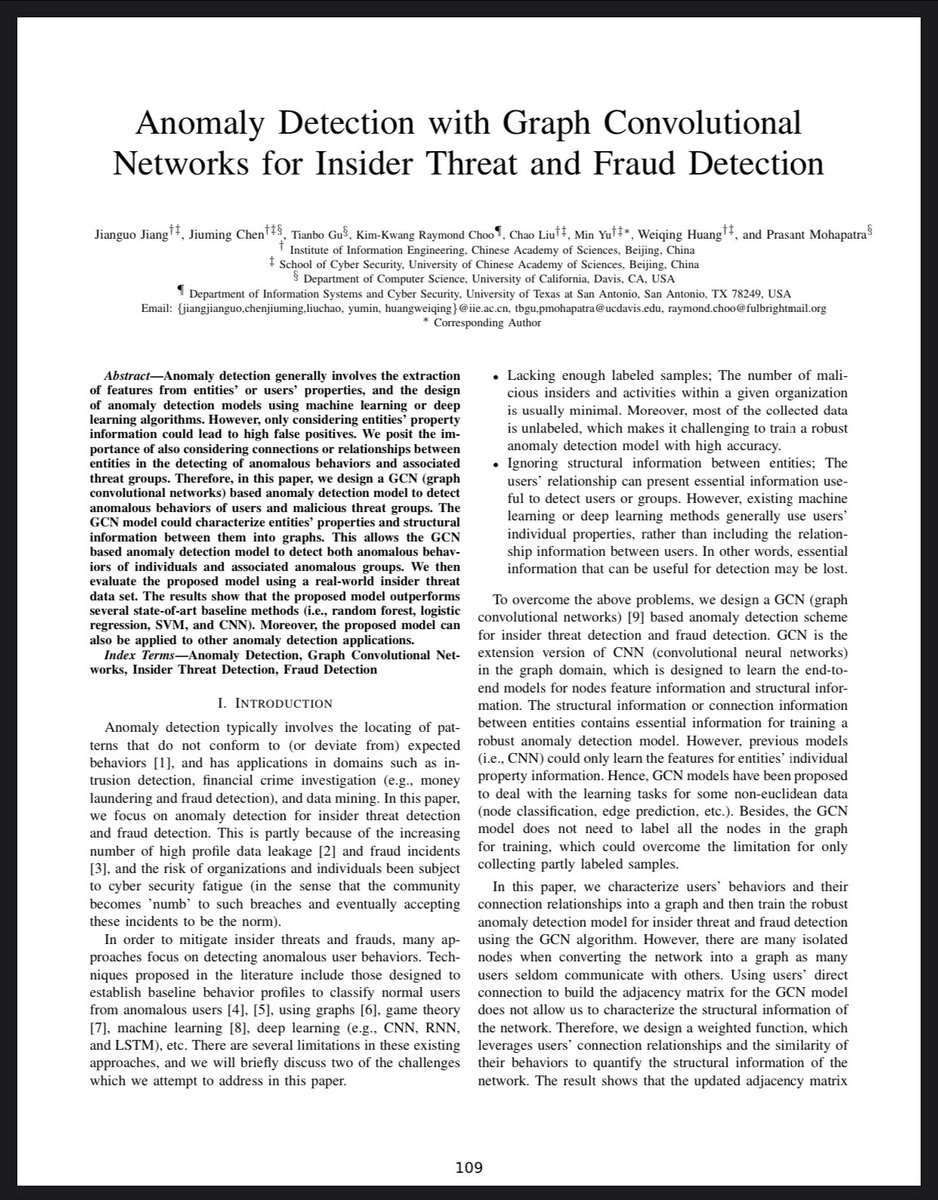RaymondChooAu's tweet image. #AnomalyDetection with #GraphConvolutionalNetworks for #InsiderThreat and #FraudDetection, #MilCom 2019 doi.org/10.1109/MILCOM… @UTSAResearch #CyberSecurity #AI #MachineLearning #DeepLearning #anomalousbehavior