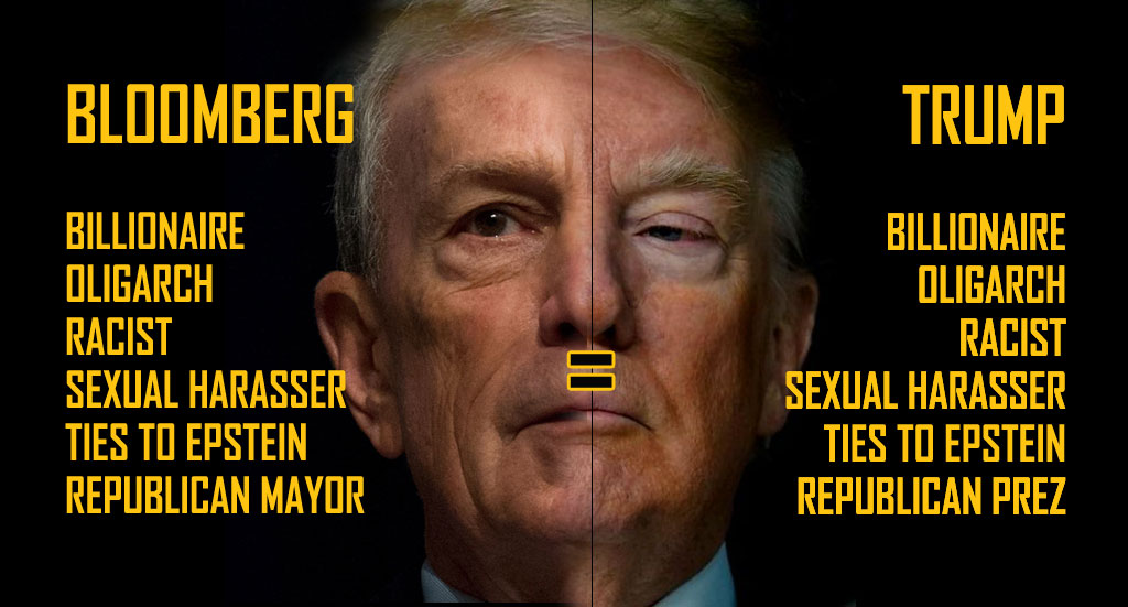 RobinDuehring's tweet photo. @briebriejoy @People4Bernie #BloombergIsTrump - A vote for Biden is a Vote for Trump. Bloomberg is staffing & funding Biden now. all of these men are responsible for racist, harmful policies, Sexual Harassment, elitism,Wars, death and protecting the wealthy. #BidenCantBeatTrump https://t.co/lQzUf3HP1K