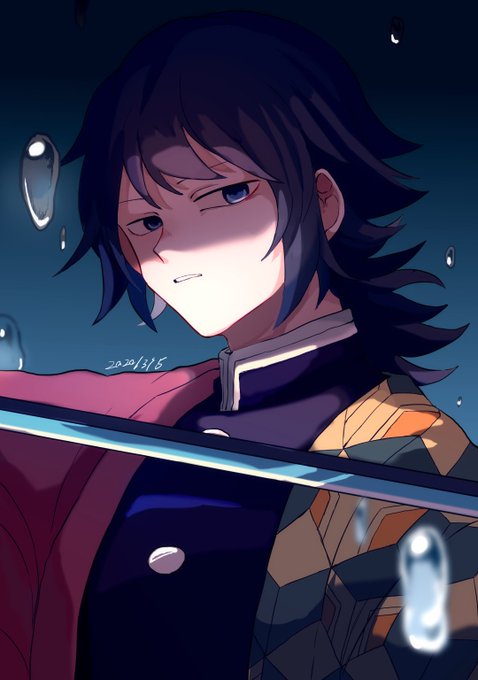 YuyuさんがTwitterに投稿した冨岡義勇(鬼滅の刃)のイラスト。