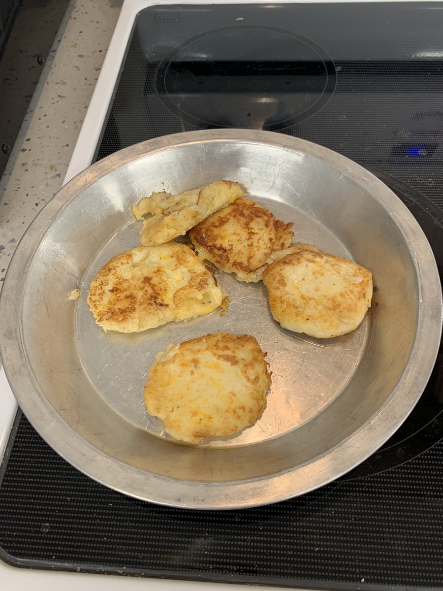 Mashed potato patties in Culinary Skills today! 🥔🧅🍳